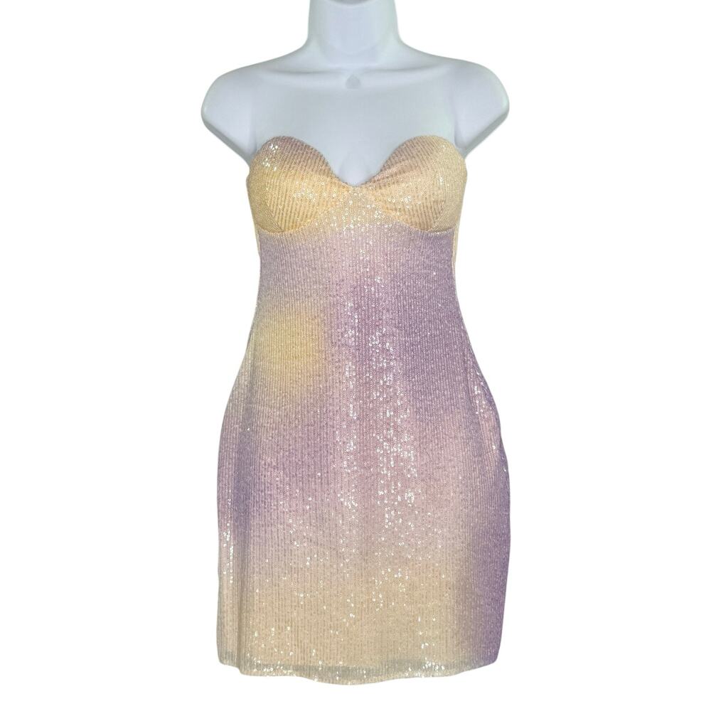 Baobab Cam Mini Dress S NEW Lavender Haze Strapless Sequin Bodycon Party